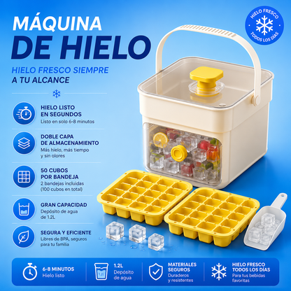 ✨🧊 Máquina de hielo portátil | Con tapa y recipiente para almacenar hielo (hace 50 cubitos de hielo a la vez)