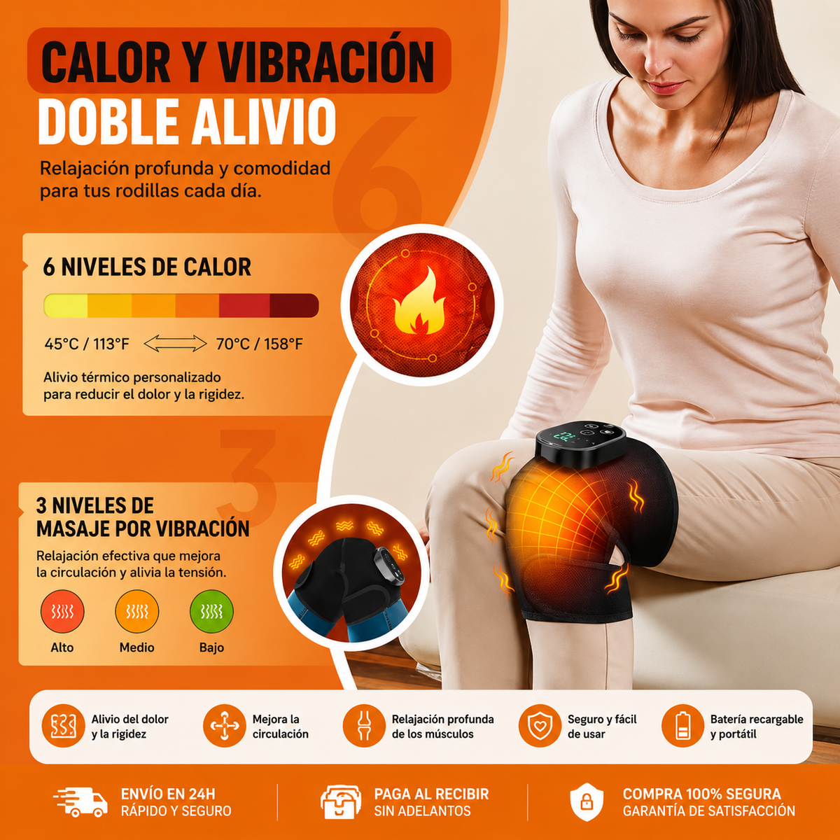 🦵✨ Masajeador de Rodilla con Calefacción — ¡Menos Dolor, Más Libertad para Moverte! 🔥