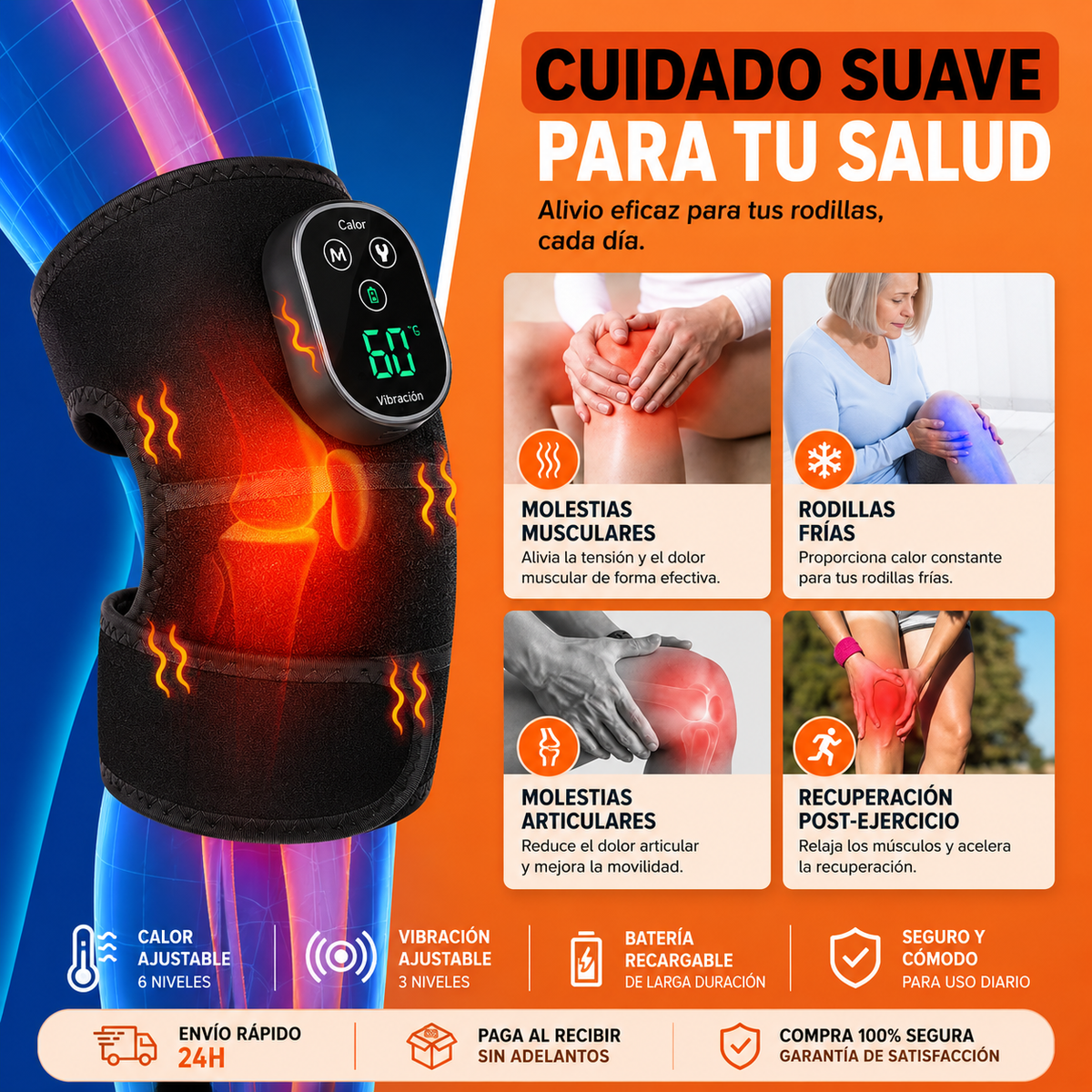 🦵✨ Masajeador de Rodilla con Calefacción — ¡Menos Dolor, Más Libertad para Moverte! 🔥
