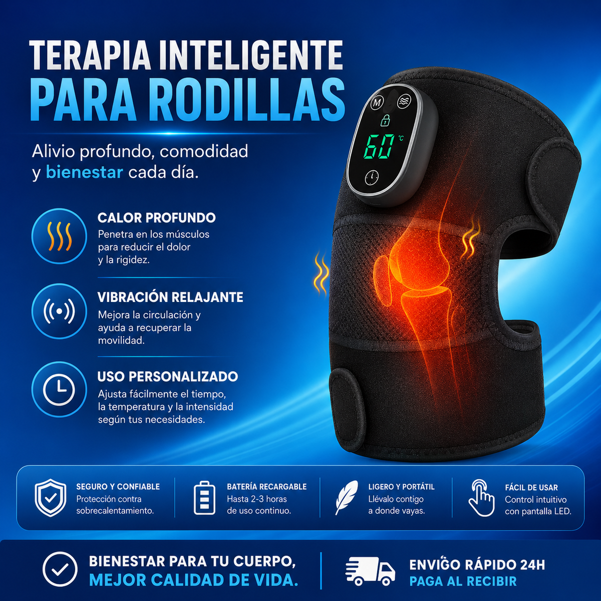🦵✨ Masajeador de Rodilla con Calefacción — ¡Menos Dolor, Más Libertad para Moverte! 🔥