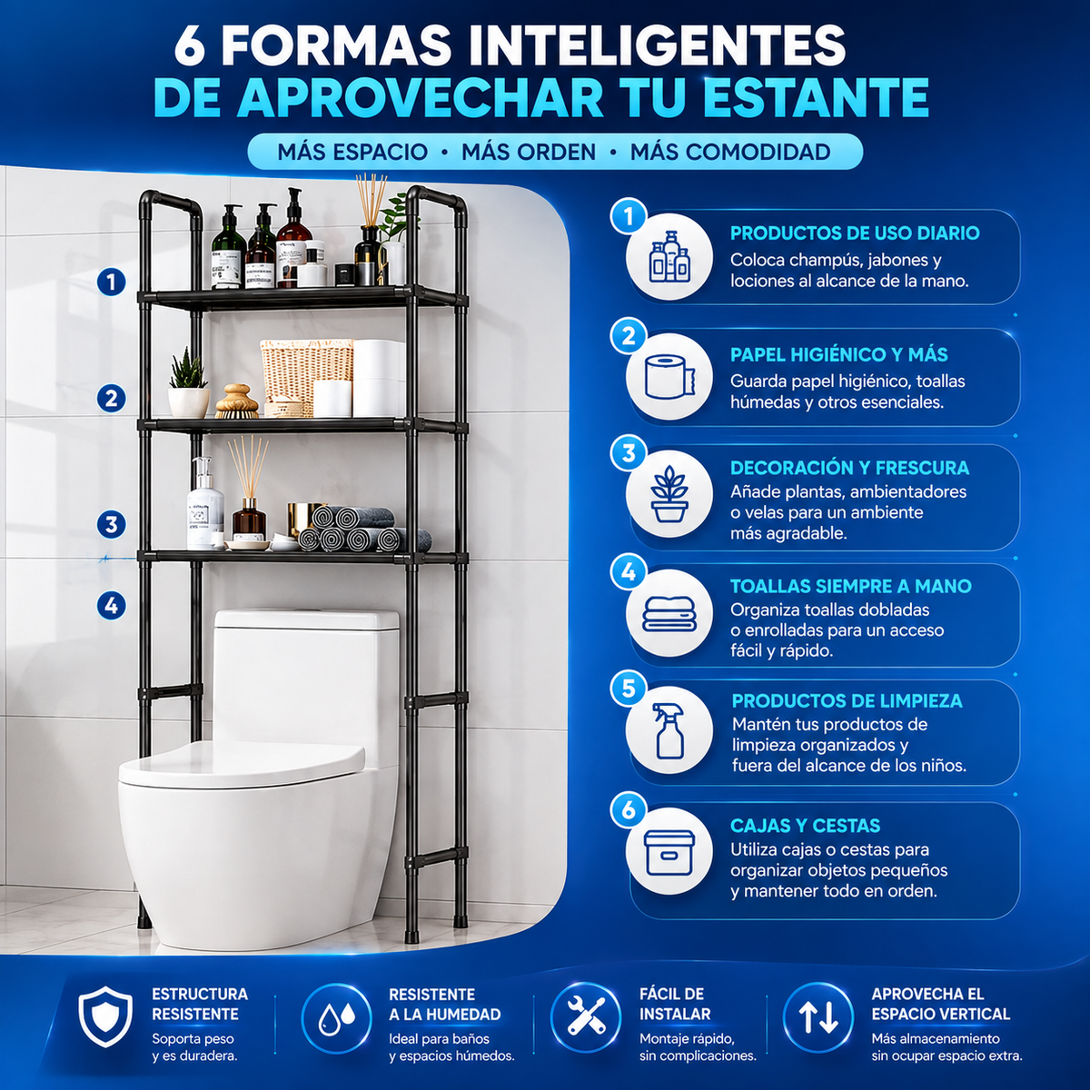 ✨Estantería de Almacenamiento — ¡Organiza tu Baño y cualquier rincón de tu hogar! Aprovecha Cada Espacio! ✨