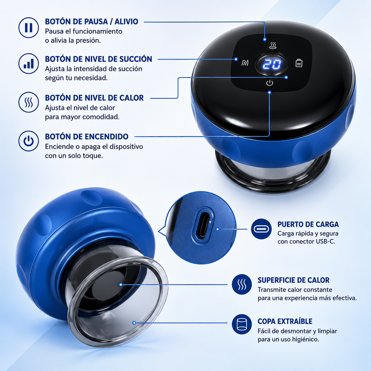 🔥 Ventosa Eléctrica con Calor — ¡Alivia la Tensión Muscular y Disfruta de Mayor Bienestar! ✨