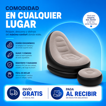 Sofá Inflable Merom Pro — Más comodidad, más relax, en cualquier lugar. 🌟