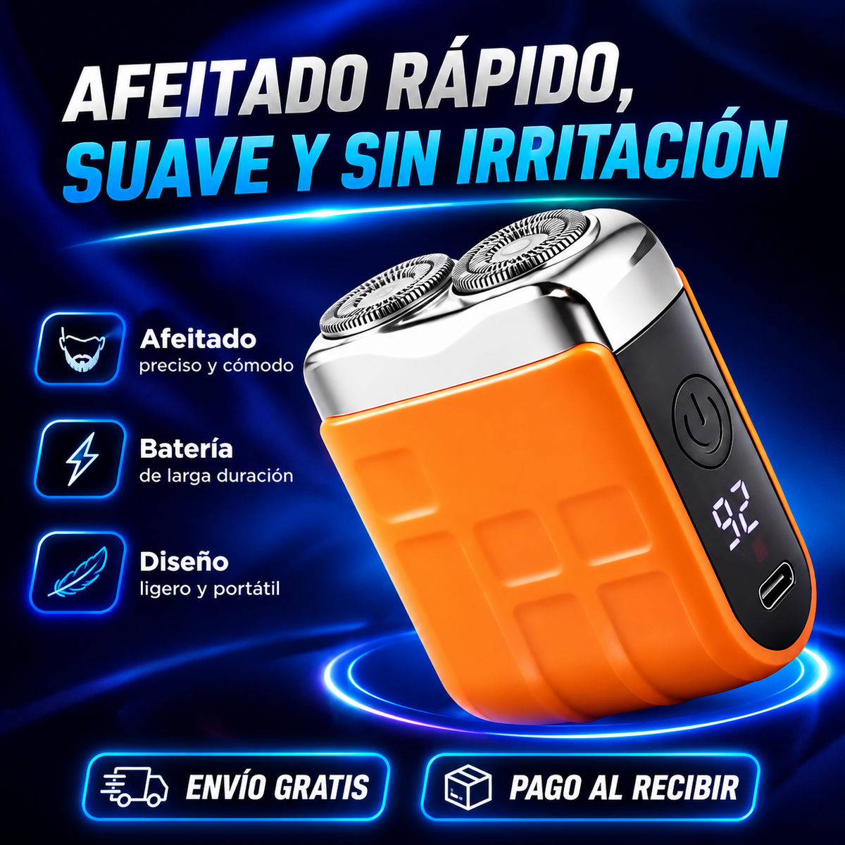 ✨ SmoothPro Até 60 Días de Duracion de La Batería — Afeitadora Eléctrica Portátil para una Piel Suave y Sin Irritación 🪒💙