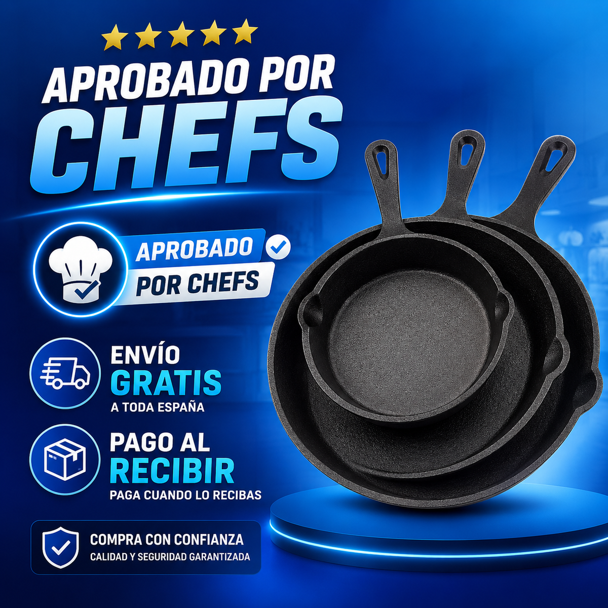 🔥 ¡LLEVA 5 SARTENES ANTIADHERENTES, PAGA SOLO 3! + 2 DE REGALO 🎁