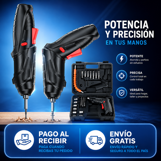 Kit Destornillador Electrico - Perfora y atornilla sin esfuerzo, ahorrando tiempo en cada trabajo.