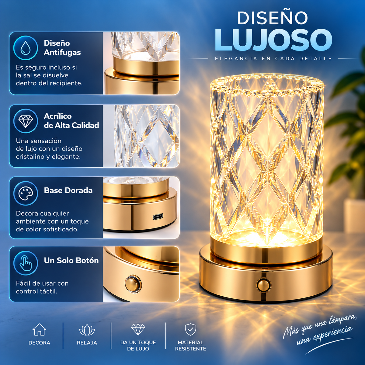 💎 Lámpara Efecto Cristal Multicolor — La Forma Más Elegante de Iluminar tu Hogar