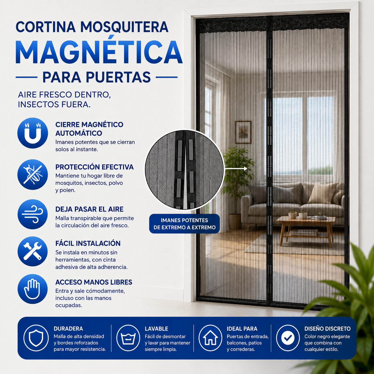 Cortina Magnética Antimosquitos — disfruta del aire fresco sin mosquitos este verano