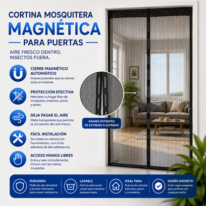 Cortina Magnética Antimosquitos — disfruta del aire fresco sin mosquitos este verano