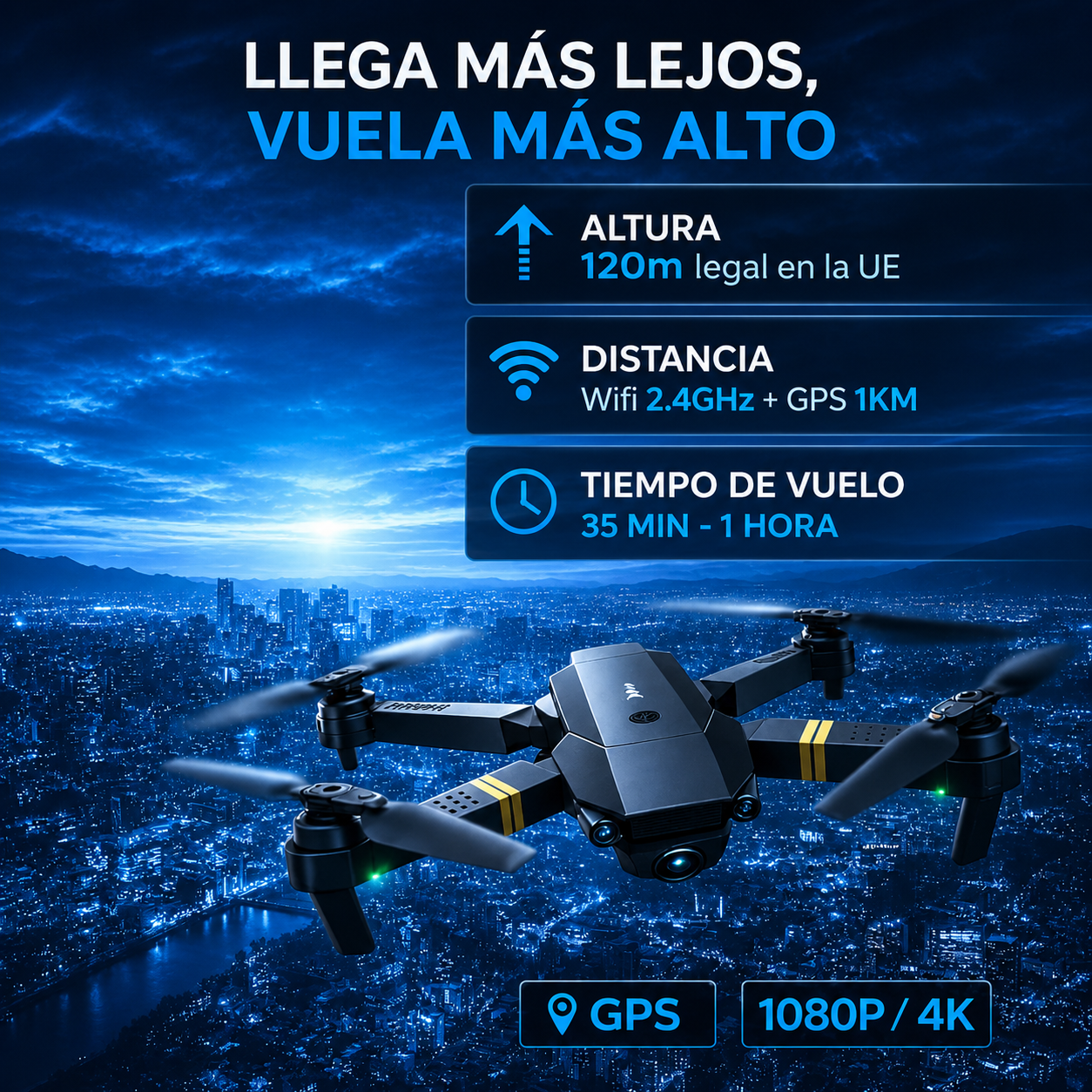 Drone 4K Dual Cam Pro - Guarda momentos inolvidables en familia desde el aire